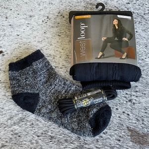 DR. MARTEN’S  laces,  a pair of tights and socks.